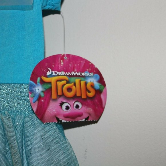 Trolls Poppy Toddler Tutu Dress in Blue + Hair Bow - Picture 3 of 8